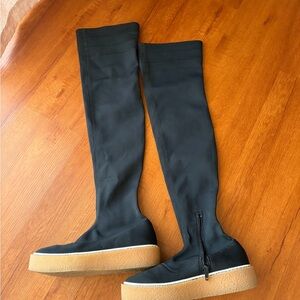Free People Black Over-the-Knee Boots with Tan Platform